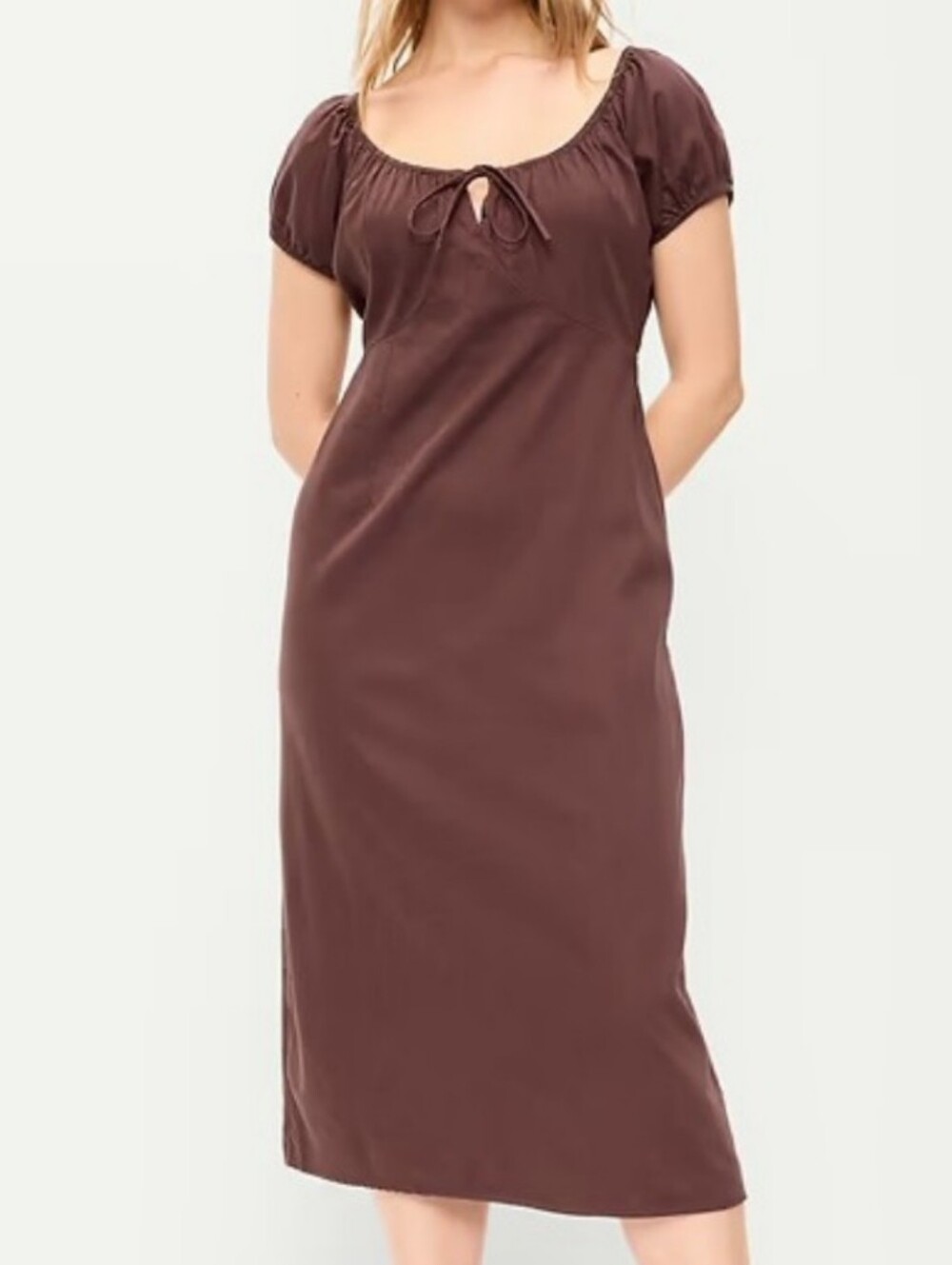 NWT - Old Navy Cotton Short-Sleeve Scoop-Neck Brown Midi Dress - Size XL Tall